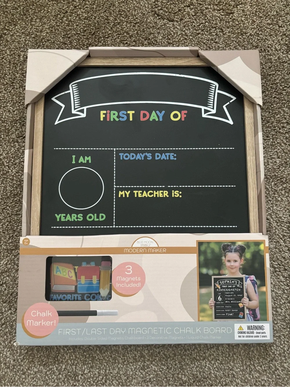 First Day of School Magnetic Chalk Board - Black